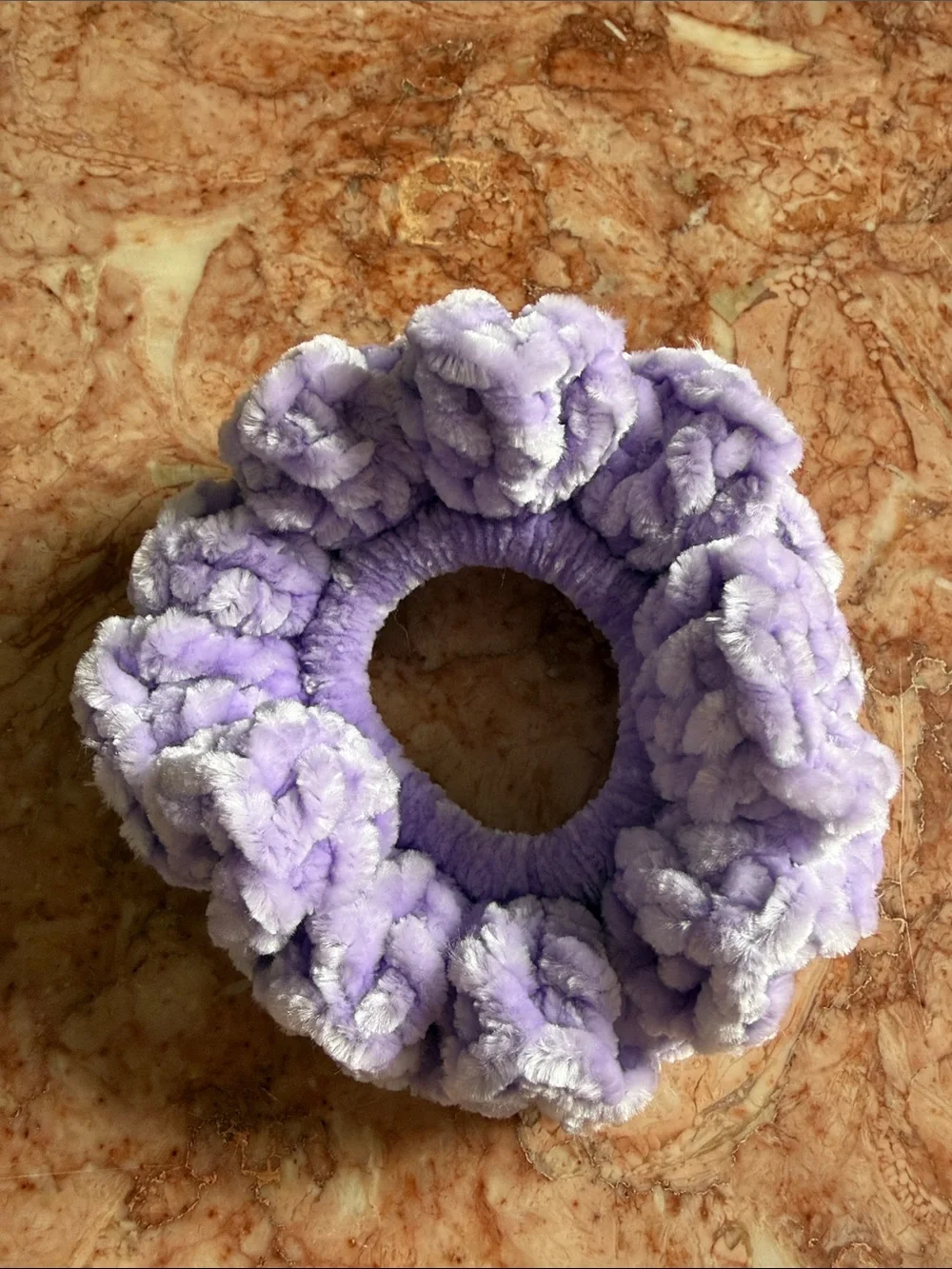 Lilac Plush Flower Scrunchie - Women Accessories